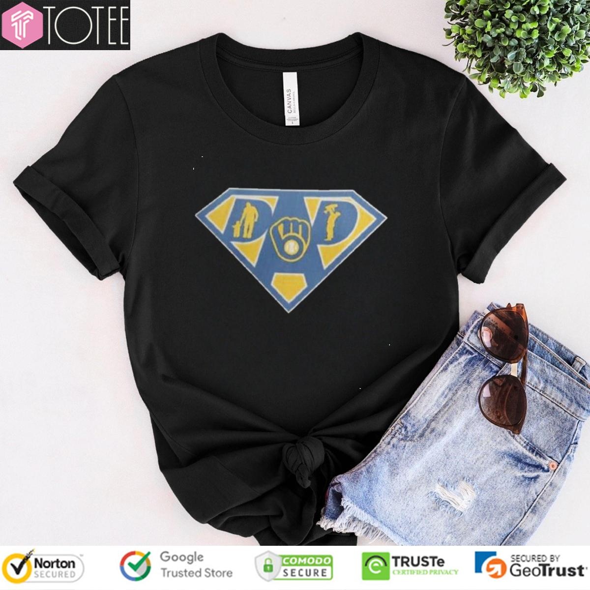 Super Dad Milwaukee Brewers Superman Fathers Day T-shirt