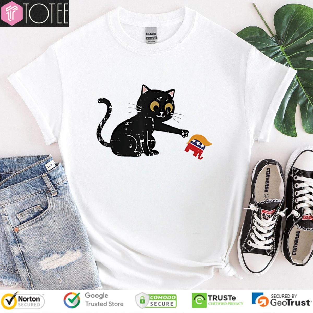 Black Cat Republican Elephant Trump T-shirt