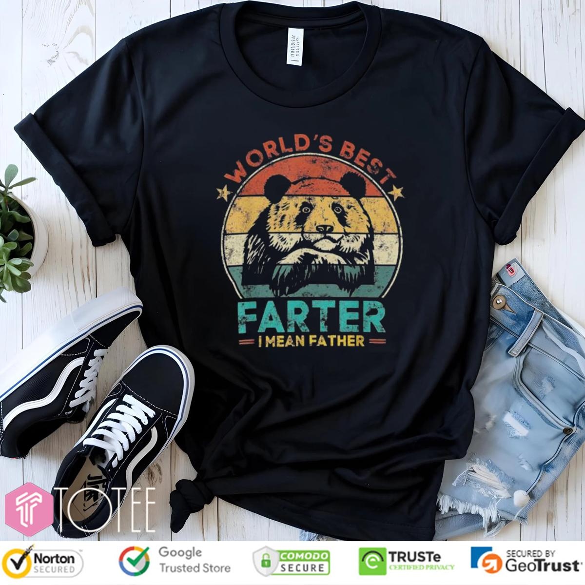 Worlds Best Farter I Mean Father Panda Bear Fathers Day Vintage T-shirt