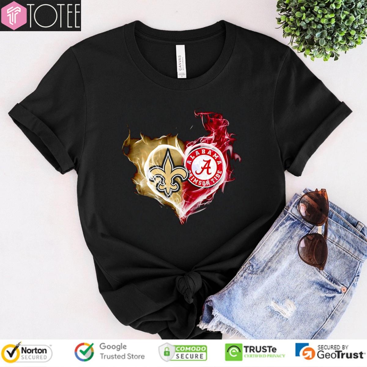 Smoke Heart New Orleans Saints Alabama Crimson Tide T-shirt