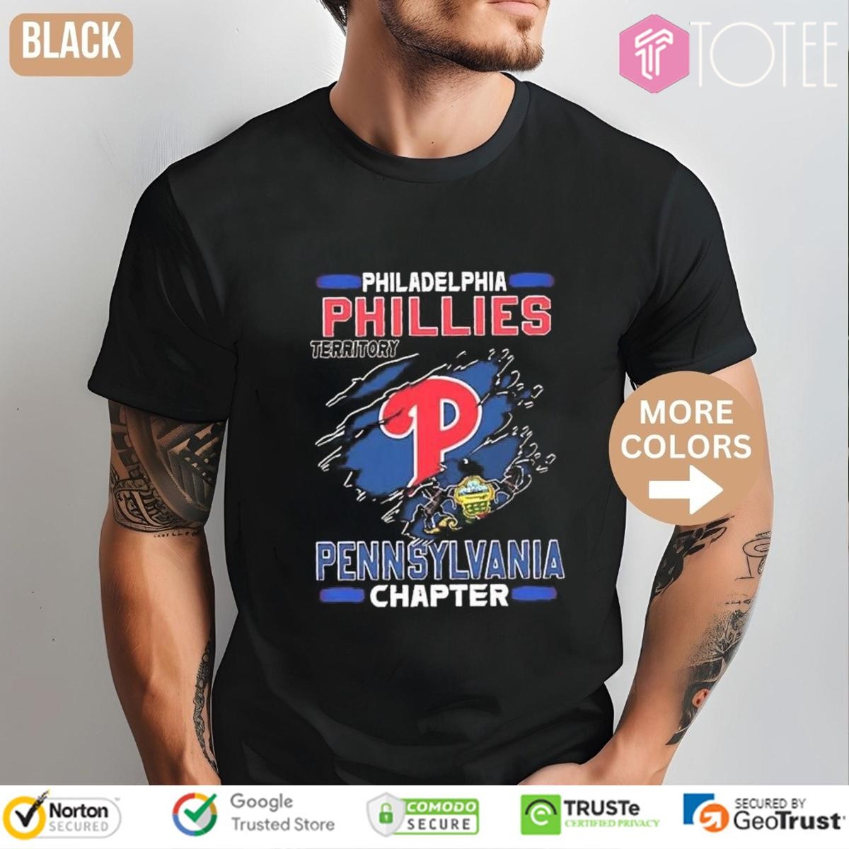 Philadelphia Phillies Baseball Territory Pennsylvania Chapter Torn Logo T-shirt