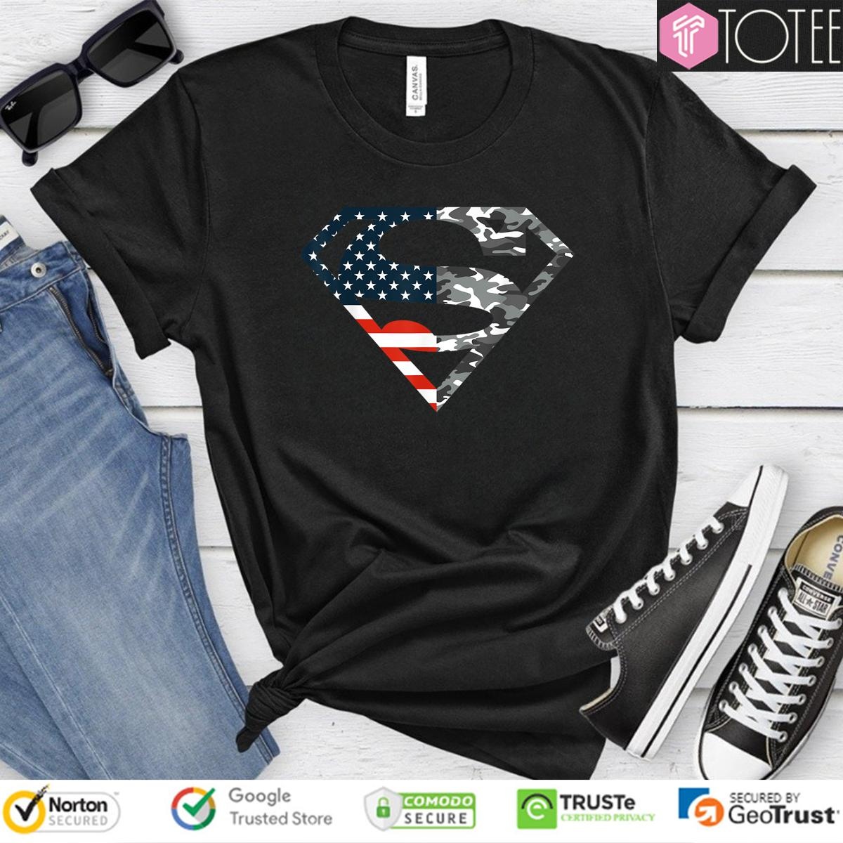 Superman Camo Logo American Flag 4Th Of July T-shirt