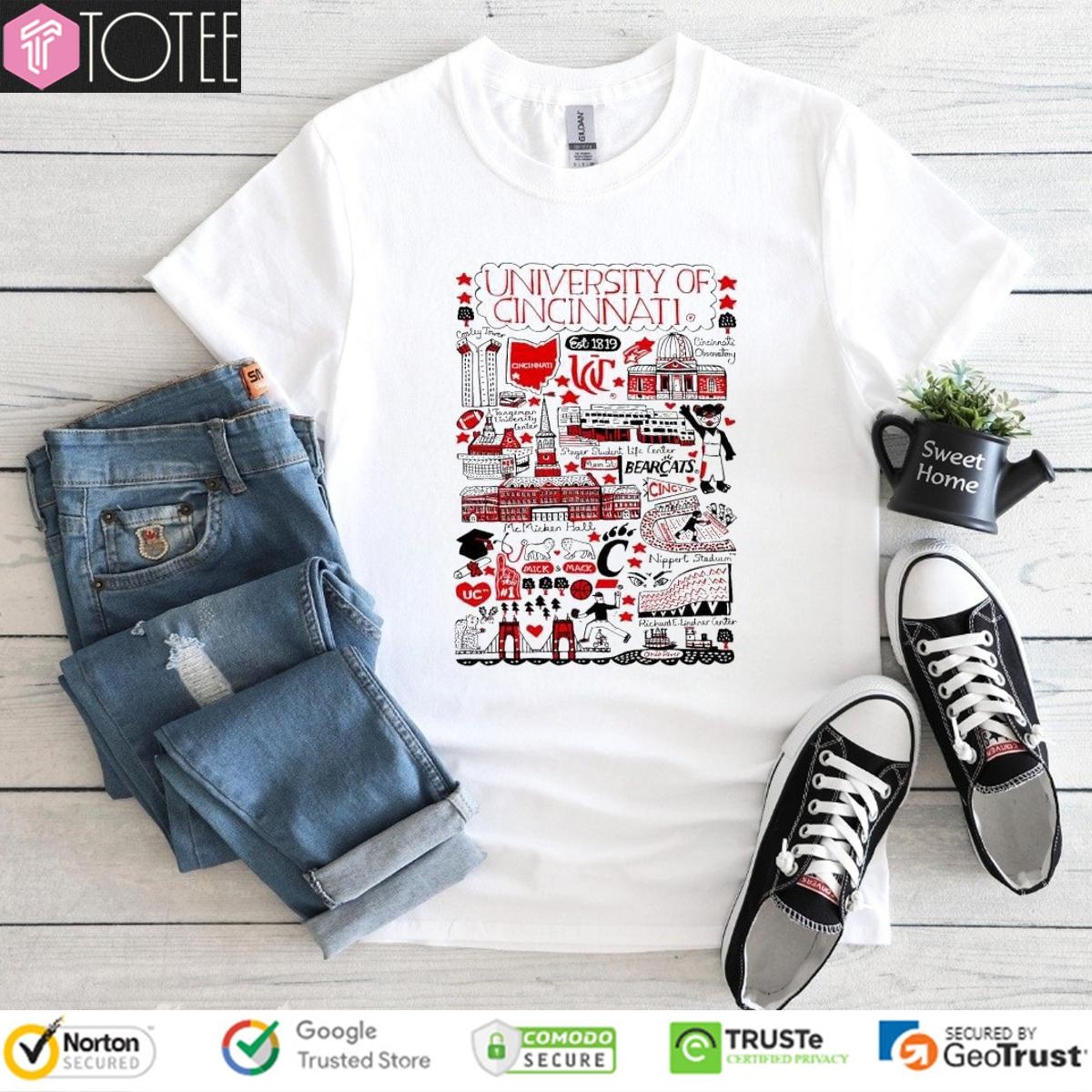 University Of Cincinnati Bearcats Art Illustration T-shirt