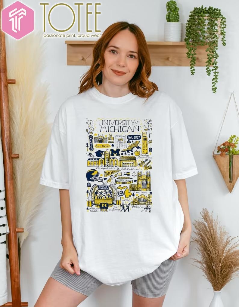 University Of Michigan Wolverines Art Illustration T-shirt