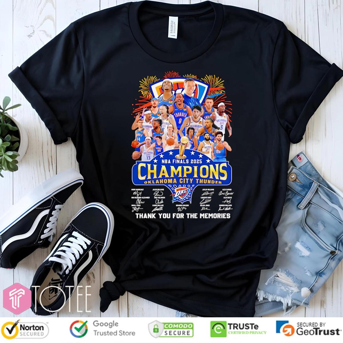 Oklahoma City Thunder Nba Finals 2025 Champions Signatures T-shirt