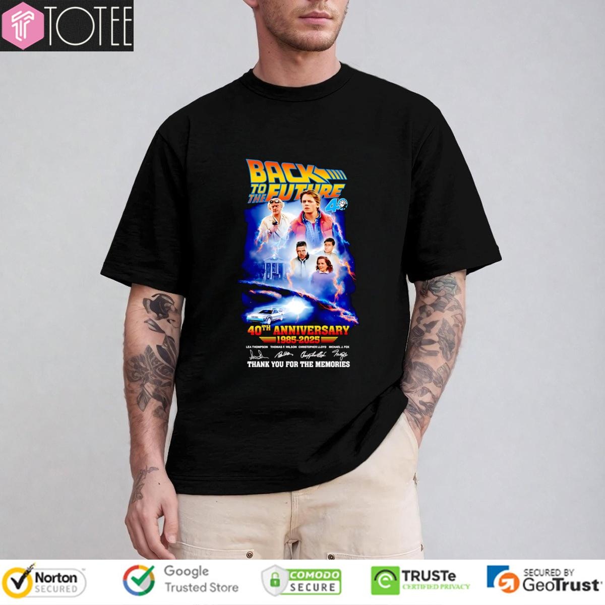 40Th Anniversary 1985-2025 Back To The Future Signatures T-shirt