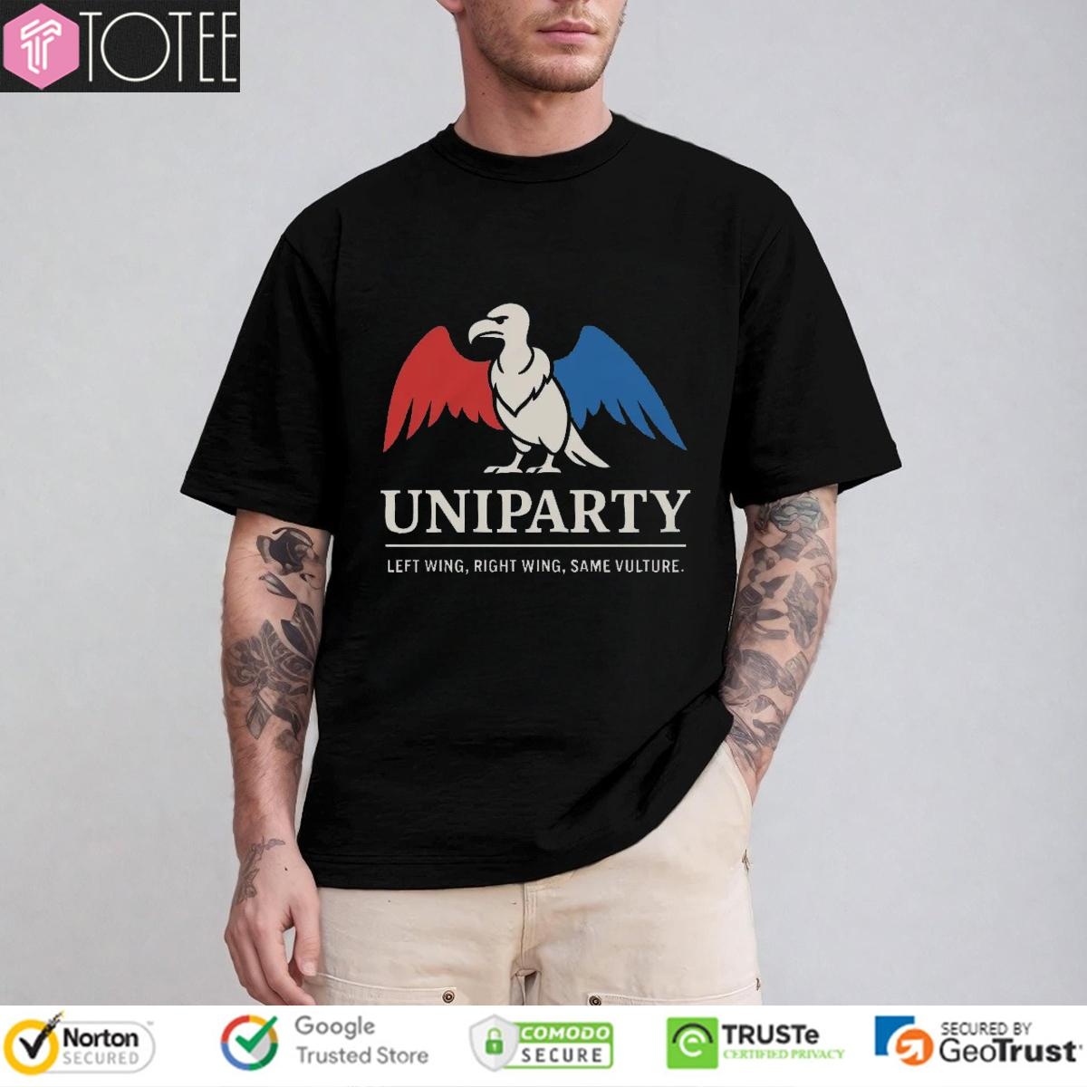 Uniparty Political Satire Left Wing Right Wing Same Vulture T-shirt