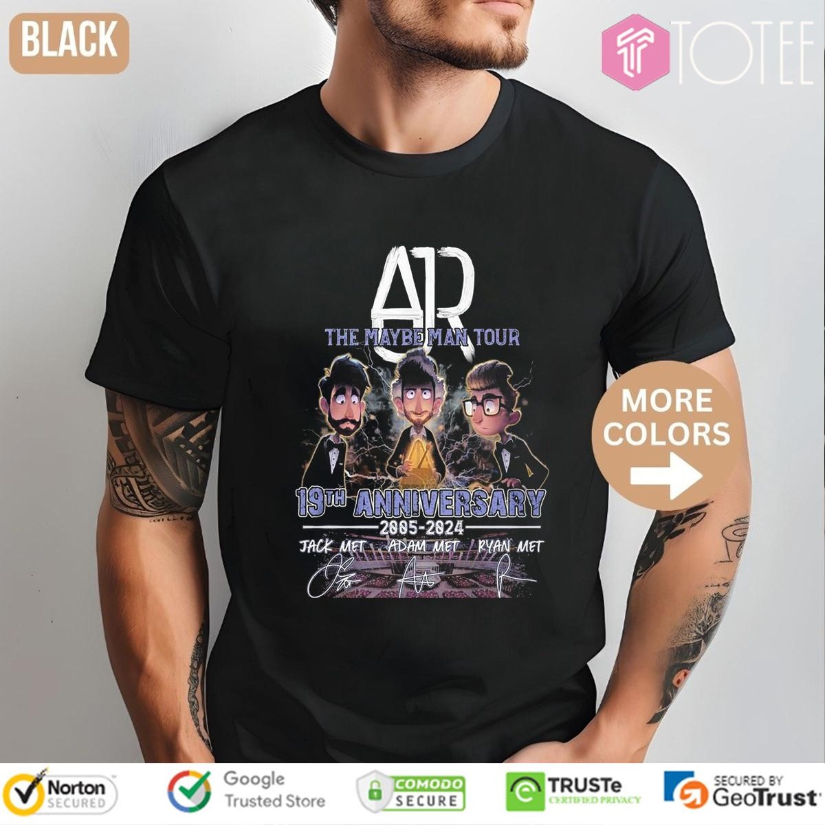 Ajr The Maybe Man Tour 19Th Anniversary 2005-2024 Signatures T-shirt