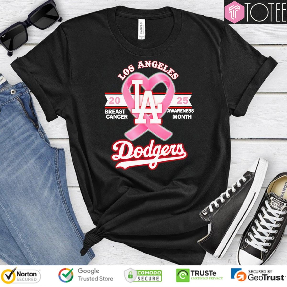 2025 Breast Cancer Awareness Month Los Angeles Dodgers Baseball T-shirt