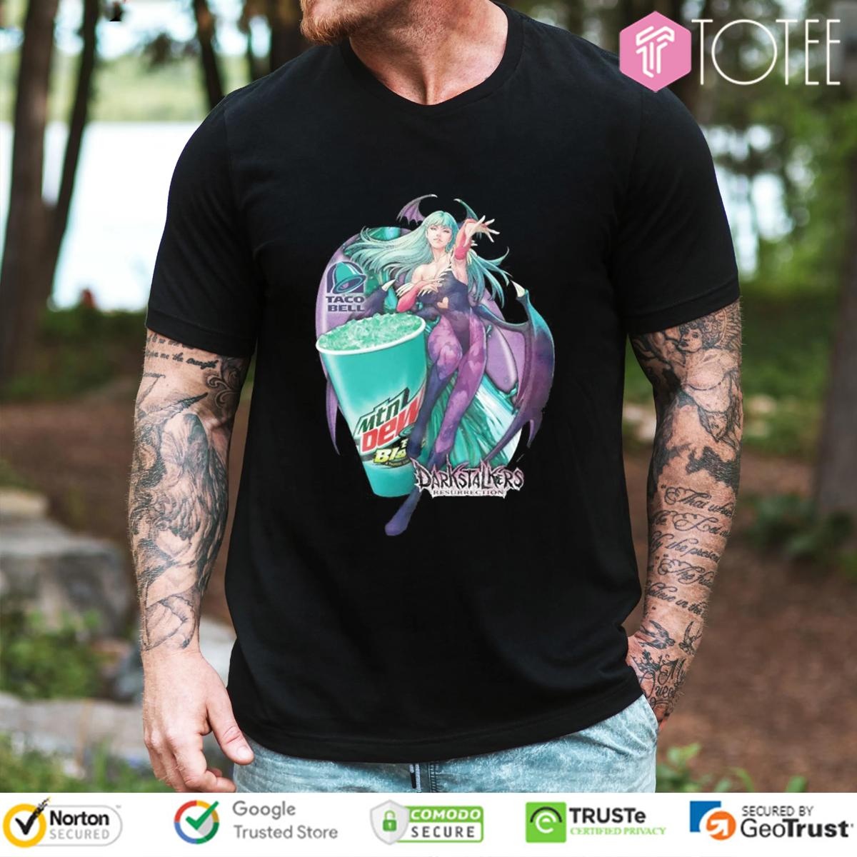 Darkstalkers Resurrection Morrigan Aensland Mtn Dew Baja Blast Taco Bell T-shirt