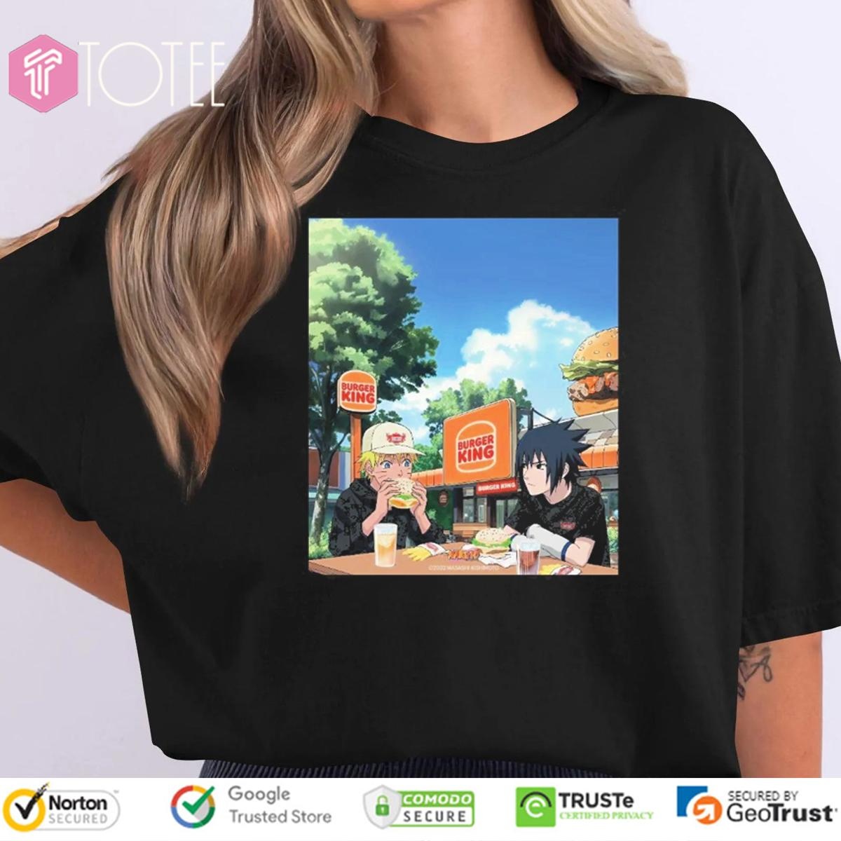 Naruto Sasuke Eating At Burger King T-shirt